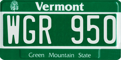 VT license plate WGR950