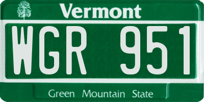 VT license plate WGR951