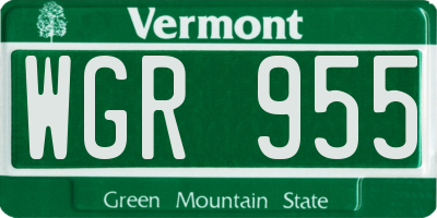 VT license plate WGR955