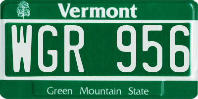 VT license plate WGR956
