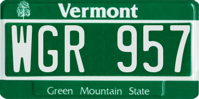 VT license plate WGR957