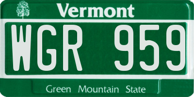 VT license plate WGR959