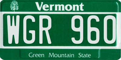VT license plate WGR960