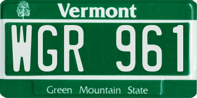 VT license plate WGR961