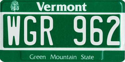 VT license plate WGR962