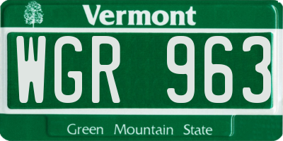 VT license plate WGR963
