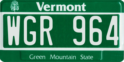 VT license plate WGR964