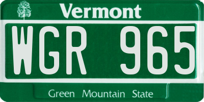 VT license plate WGR965