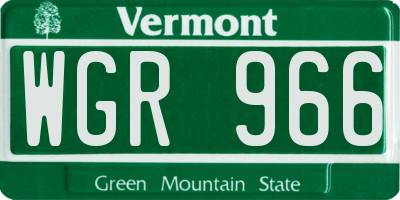 VT license plate WGR966