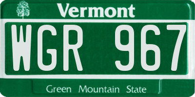 VT license plate WGR967