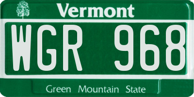 VT license plate WGR968