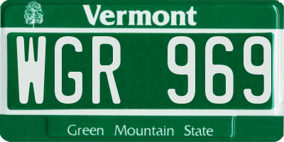 VT license plate WGR969