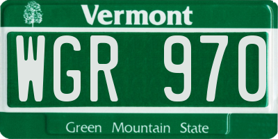 VT license plate WGR970