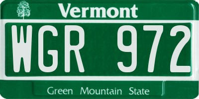 VT license plate WGR972