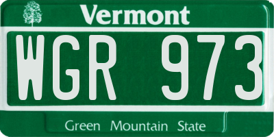 VT license plate WGR973