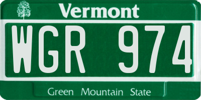 VT license plate WGR974