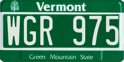 VT license plate WGR975
