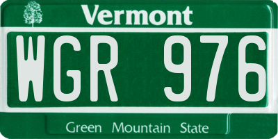 VT license plate WGR976