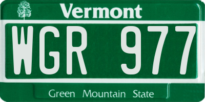 VT license plate WGR977