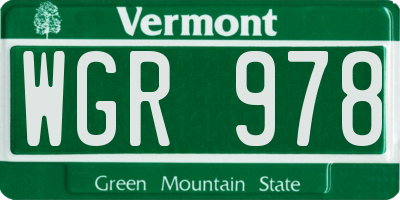 VT license plate WGR978