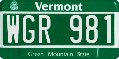 VT license plate WGR981