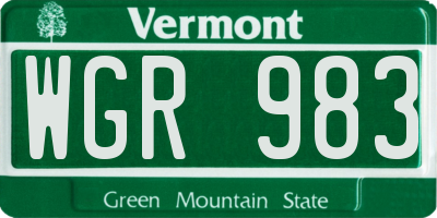 VT license plate WGR983