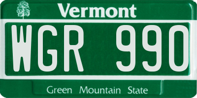 VT license plate WGR990