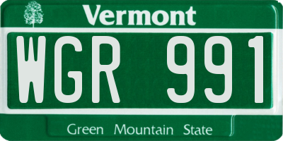 VT license plate WGR991