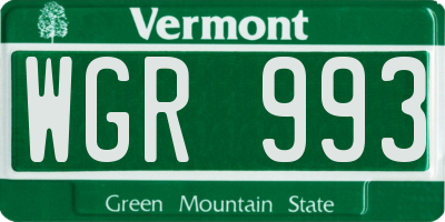 VT license plate WGR993