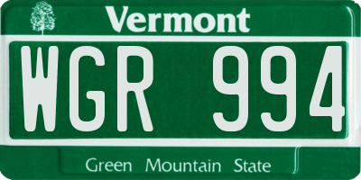VT license plate WGR994