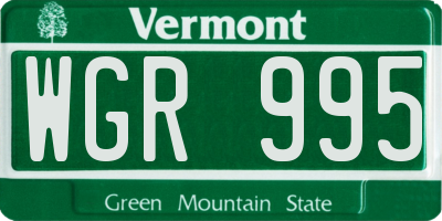 VT license plate WGR995