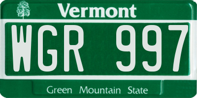 VT license plate WGR997