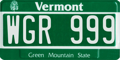 VT license plate WGR999