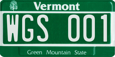 VT license plate WGS001