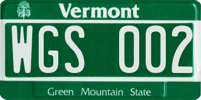 VT license plate WGS002