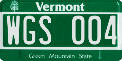 VT license plate WGS004