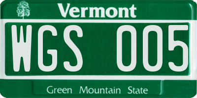 VT license plate WGS005
