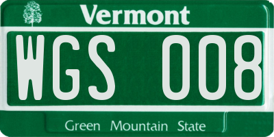 VT license plate WGS008
