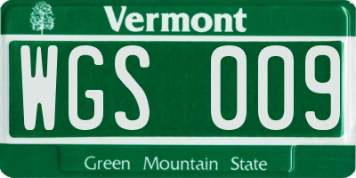 VT license plate WGS009