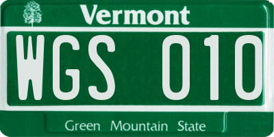 VT license plate WGS010