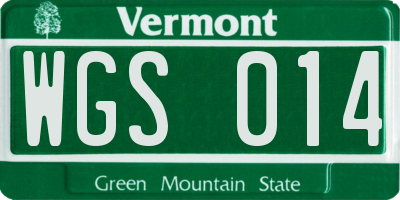 VT license plate WGS014