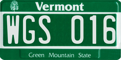 VT license plate WGS016