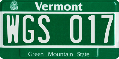 VT license plate WGS017