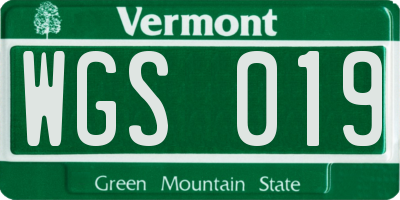 VT license plate WGS019