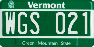 VT license plate WGS021
