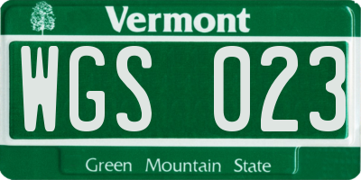 VT license plate WGS023