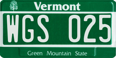 VT license plate WGS025