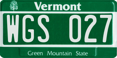 VT license plate WGS027