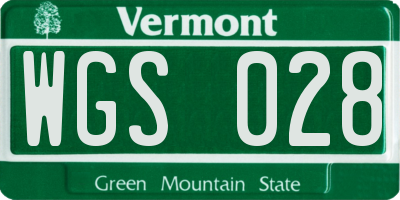 VT license plate WGS028