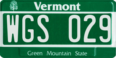 VT license plate WGS029